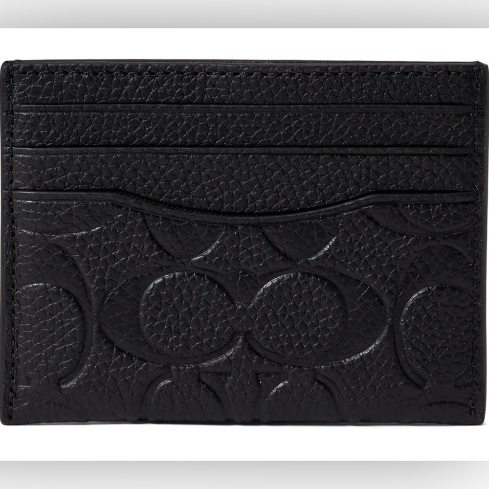 COACH Flat Card Case in Signature Leather Black